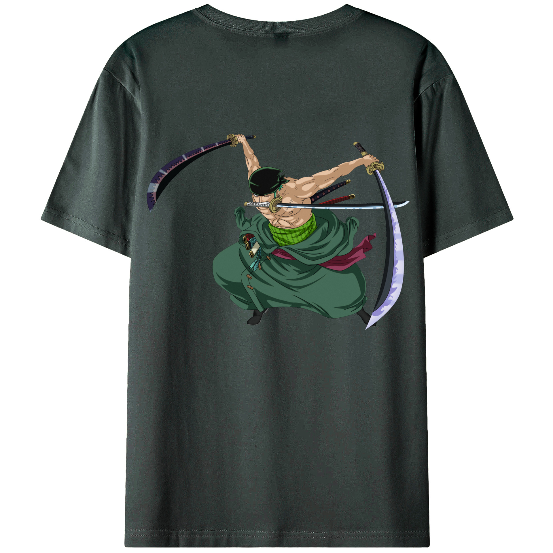 ワンピース ロロノア・ゾロ ONE PIECE Roronoa Zoro 綿100％ メンズ半袖Tシャツ（バックプリント） 通気性